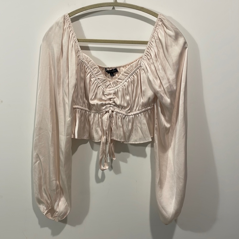 Cotton Candy LA long sleeve blush crop top